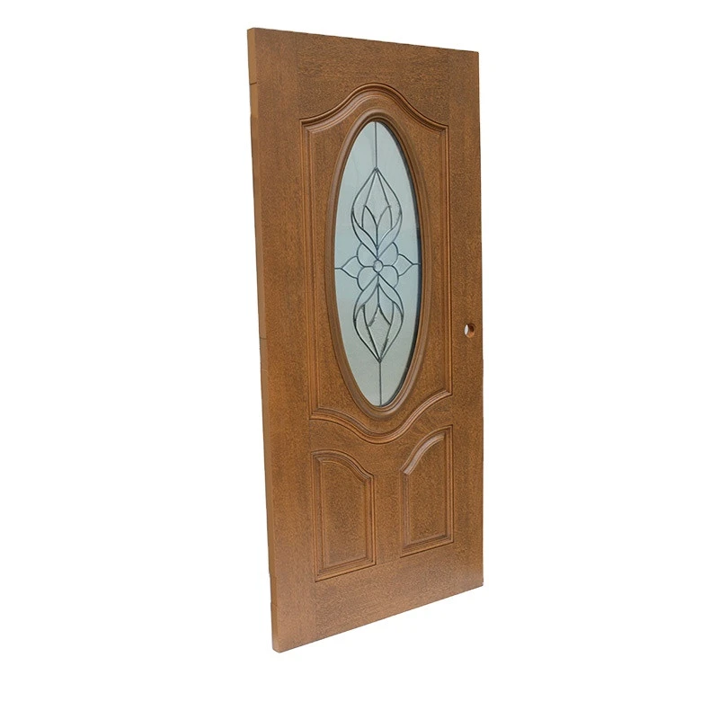 Oval Lite Decorative Glass left-Hand Inswing fiberglass Prehung Entry Door with Insulating Core
