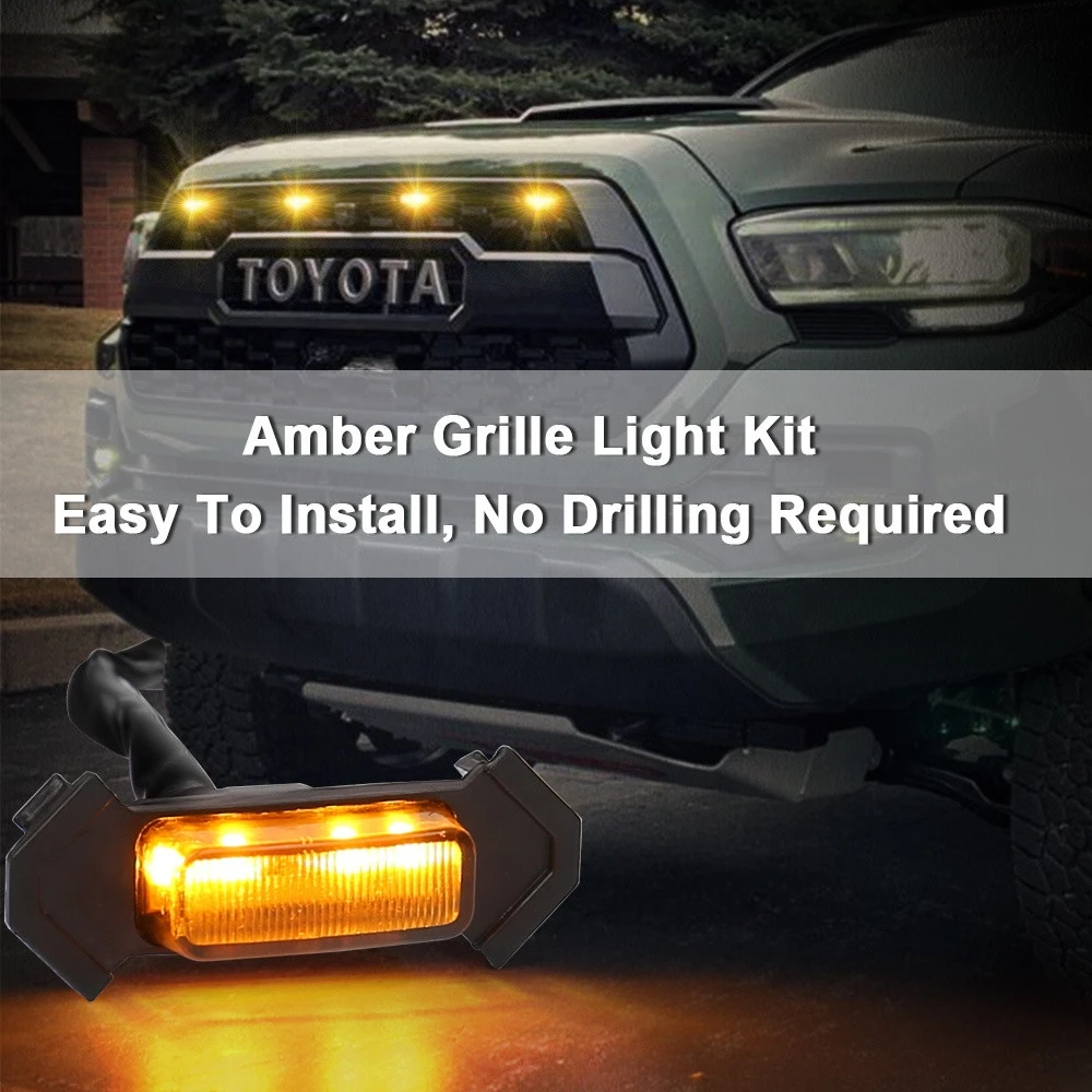 OVOVS Tocoma Led Light Amber Car Grille Led Light Auto Lighting Accessories Install in Grill for Toyota