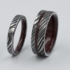 Pexmoo Wholesale Custom Handmade  set damascus Wood ring set of 2 Mens Wedding/Engagement Ring Unisex Ring