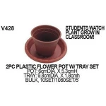 PLASTIC FLOWER POT W/ TRAY FOR KIDS SCIENCE EXPERIMENT KIT