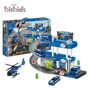 Police third floor garage slot toys parking lot with light