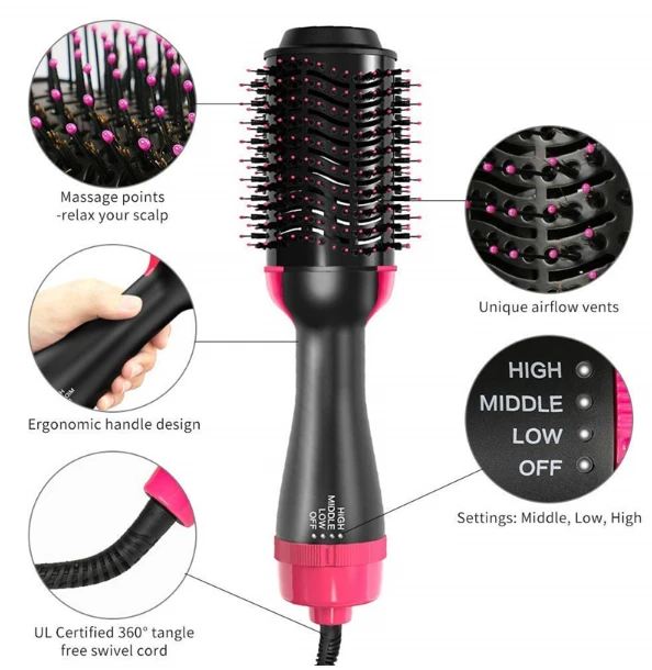 Popular Rechargeable 3 in 1 Negative irons hot air brush one step hair dryer curling straightener curl iron