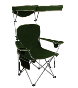 Portable folding camp chair with adjustable canopy