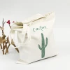 Printed 100% Natural Cotton Mesh produce Custom Logo Tote Organic Shopping Bag