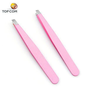 Private label cheap pink eyebrow tweezers with tube package
