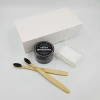 Private Label Natural Coconut Charcoal Teeth Whitening Powder Bamboo Handle Toothbrush Dental Floss Gift Boxes Kit