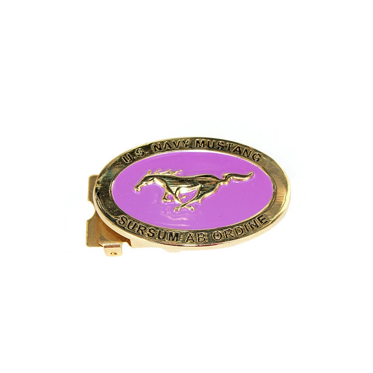 Purple Fashion New Design Interlocking Name Clamp Hardware Custom Belt Buckle With Logo