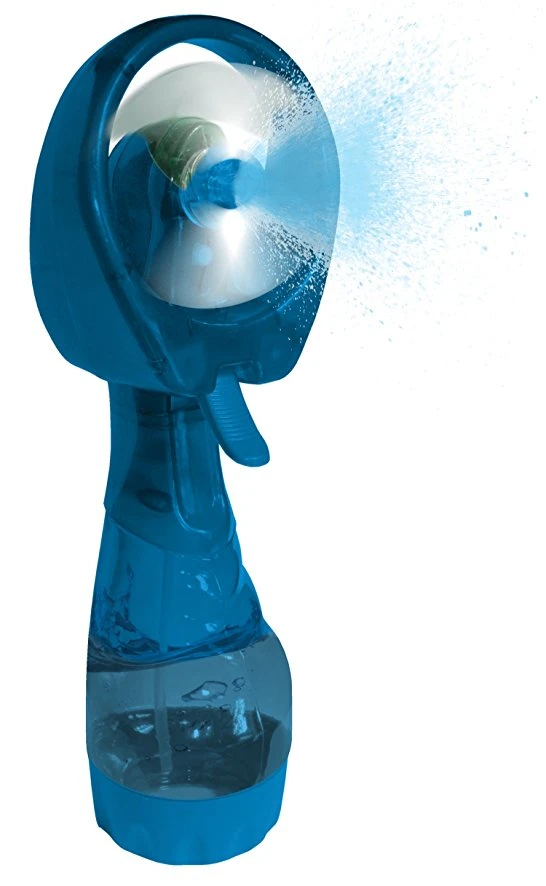 Qiyu Bulk Stock Promotional Gift Mini Fan with Water Spray 350ml Capacity Bottle Summer Water Mist Spray Fan