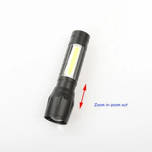 QXMOVING Rechargeable USB COB Flashlight Torch Waterproof Small Mini Zoomable Tactical LED Flashlight
