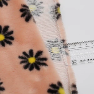 Ready To Ship 100 Polyester 10mm Flower Printed Plush Fake Fur Faux Rabbit Fur Fabric For Garment Toy