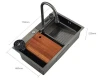 Rectangular 304 bowl undermount stainless steel apron farmhouse handmade smart waterfall multifunction kitchen sink