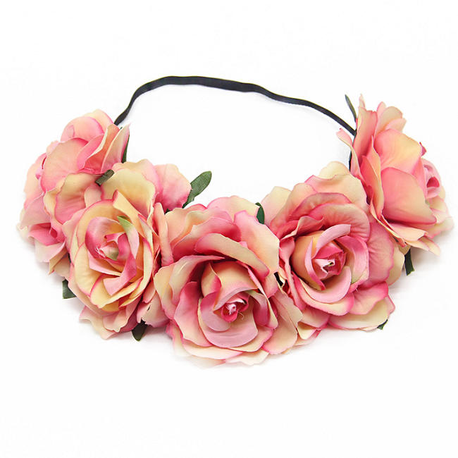 Red Flower Crown,Red Rose Bridal Hair Bands,Women Artificial Flower Headbands