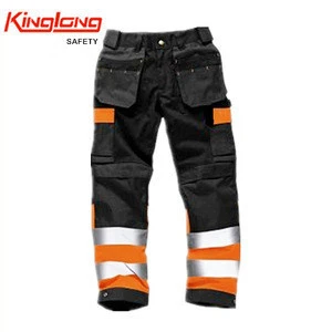 Reflective tapes mens safety trousers work cargo pants