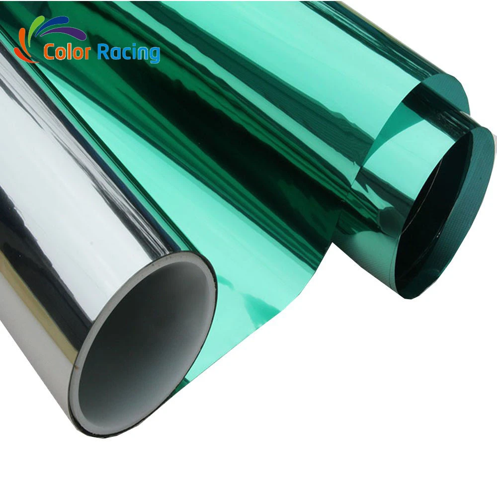 Reflective window tint film hot selling glass building tinted film one way vision green silver home decoration film by 1.52x30m