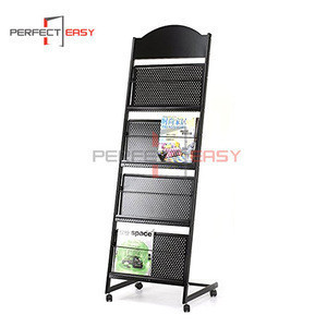 Buy Removable 4 Tiers Metal Floor Standing Magazine Rack With Wheels ...