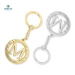 Renhui Manufacturer Wholesale Custom 3D Logo Shape Engraveable Key Chain Brass Zinc Alloy Metal Personalized Keychain