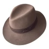 retro brown extra large brim wool  fedora hats