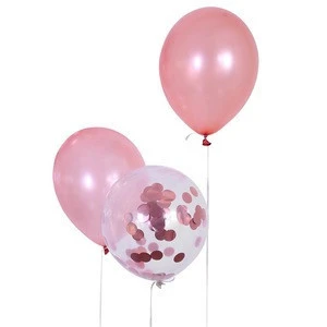 Rose Gold Confetti Balloon 12inches Party Balloon with Confetti For Party Decoration Wedding Decoration