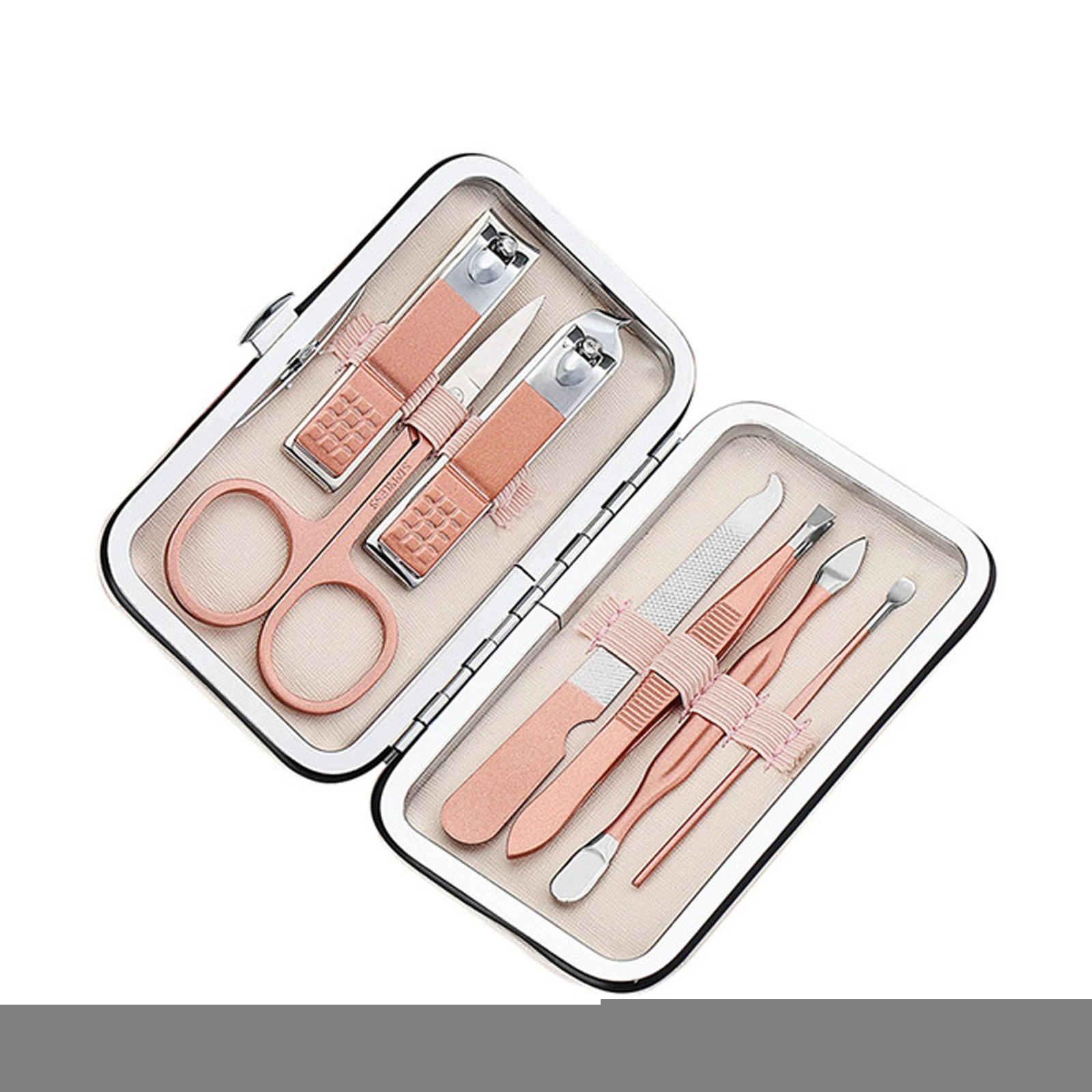 Rose Gold Manicure Set  Stainless Steel Nail Art Tools Nail Cuticle Pusher Clipper Scissor Tweezer Picker Pedicure Knife