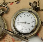 Round Pendant paris Tower Necklace Watch Bronze Tone Pocket Watch With Chain