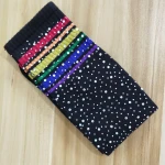 RTS Kids Baby Girls Rainbow Stripes Bedazzled Bling Glitter Rhinestone Knee High Socks Stockings
