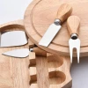 RUITAINew cheese gadgets rubber wooden handle 4pcs cheese knife board set