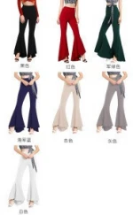 S-3XL Plus Size Fly High Waist Speaker Pants for Women Full Length Sparkly Solid