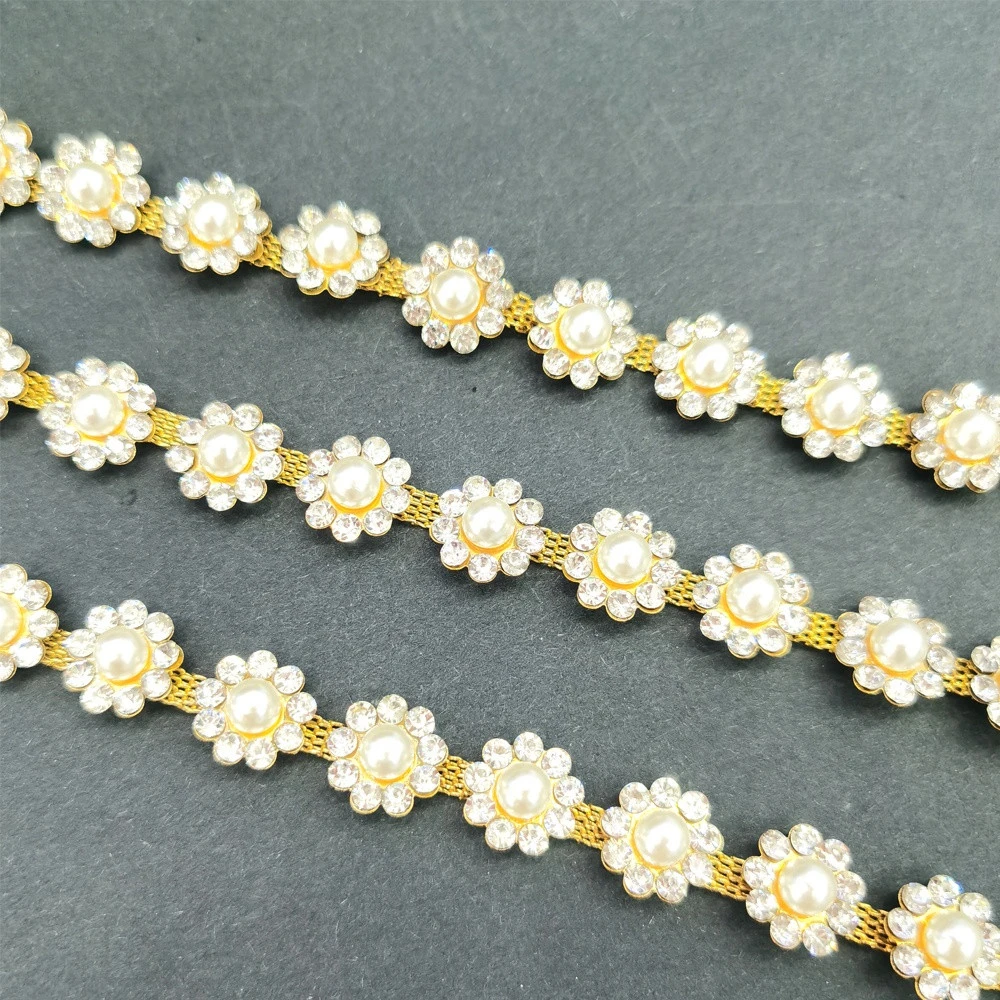 S236 12mm wholesale flower crystal trimming cup rhinestones chain for shoes garment accessories