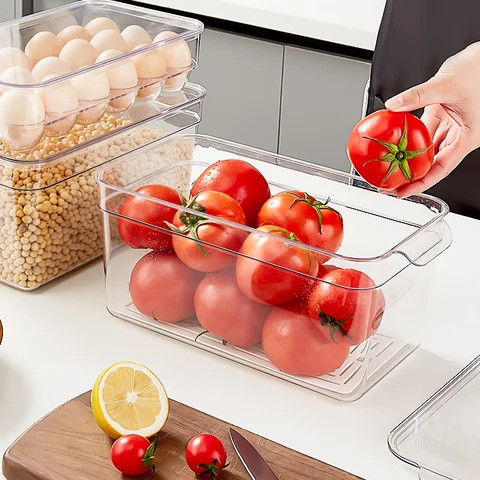 set 5 refrigerator storage container PET egg tray acrylic refrigerator storage box cabinet organizer with lid