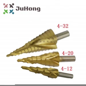 Set Of 3pcs Hss 4-32/4-20/4-12mm Step Drill Bit Set  Straight Flute Hexagon/Triangle Shank Pagoda Drill  Plate Titanium