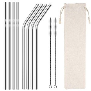 Set of 8 Straight Straw Set Bar Party Accessories 12 mm stainless steel straw with Case