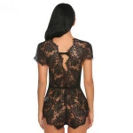 Sexy Ladies Leaf Pattern Transparent Lingerie Teddy Eyelash Lace Body Suits Corset One Piece Women Sleepwear