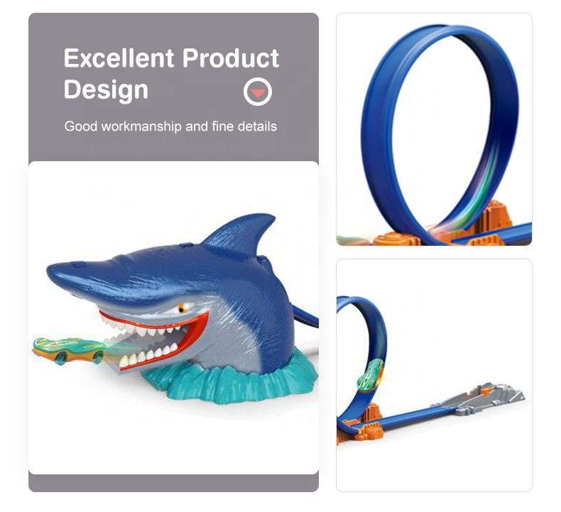 Buy Shark Scene Ejection Racing Game Puzzle Tracks Vehicles Cars Toy ...