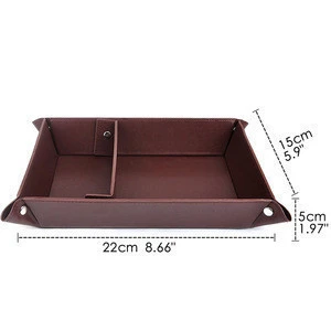 Shenzhen factory custom leather desk organizer tray folding compartment valet tray