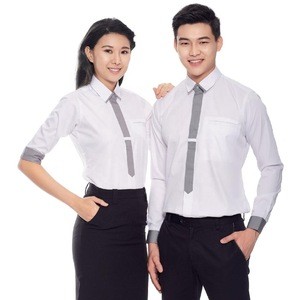Short Sleeve White 100%Cotton Office Uniform Designs For Women With Epaulet