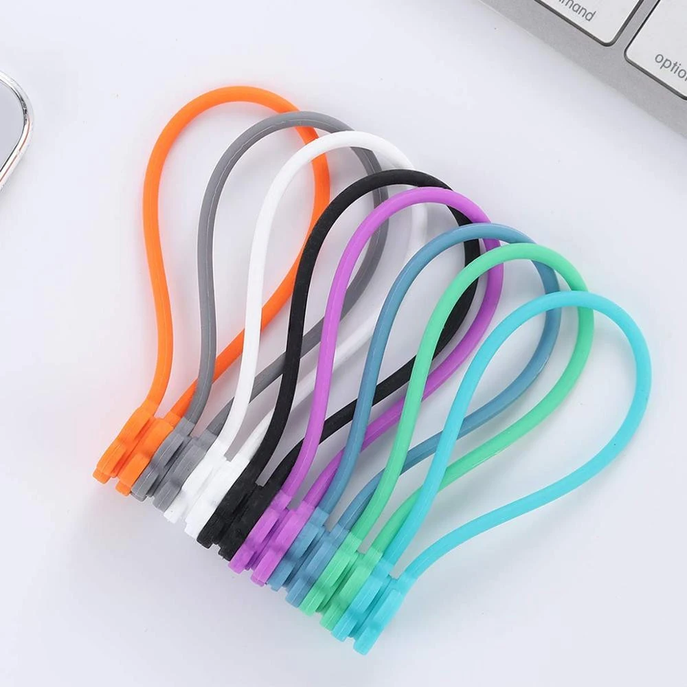 Silicone Magnetic Twist Tie  Headphone, USB, Phone or Laptop Charging Cable Organizer and for Hanging or Mounting Stuff in other