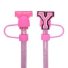 Silicone Pink Number Style Straw Stopper Tips Decor Accessories With 10mm alphabet shoe charms Straw Cover