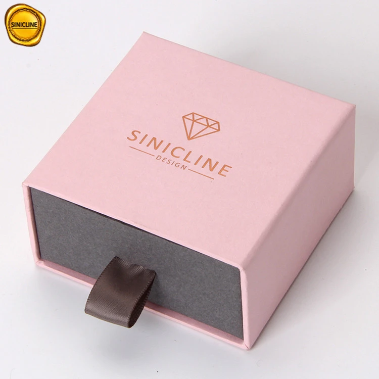 Sinicline Wholesale luxury custom logo jewelry box cardboard jewelry packaging box with sponge