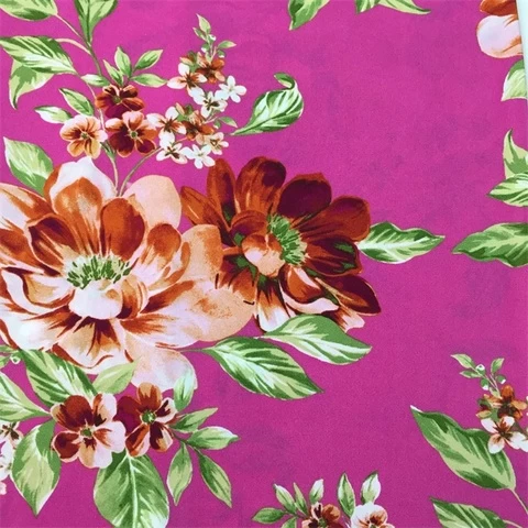 Soft polyester stretch fabric flower print fabric suitable for clothing production