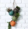 Southwest Desert Color Ceramic Hanging flower Pot Set, Wall or Ceiling Mount Ceramic Hanging Mini Flower Pot Planters