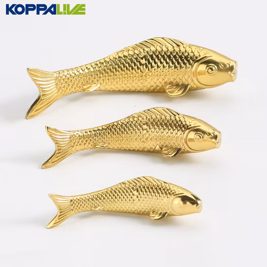 Copper Fish Shaped Drawer Cabinet Door Locker Knobs DIY Brass Animals Knob