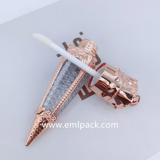 Import Eml LG2321 Unique Design Lipgloss Empty Tube Metallized Gold Laser Printing Liquid Lipstick Container 4.5ml Keychain Portale Cosmeitcs Packaging Lipgloss Tube from China