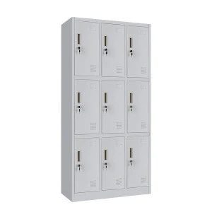 Sports gym storage steel locker 9 doors metal cabinet lockers for school worker staff use