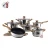 Import Stainless Steel Cookware Set with Brown Tempered Glass Lid Wooden Color Bakelite Handle Nonstick from China