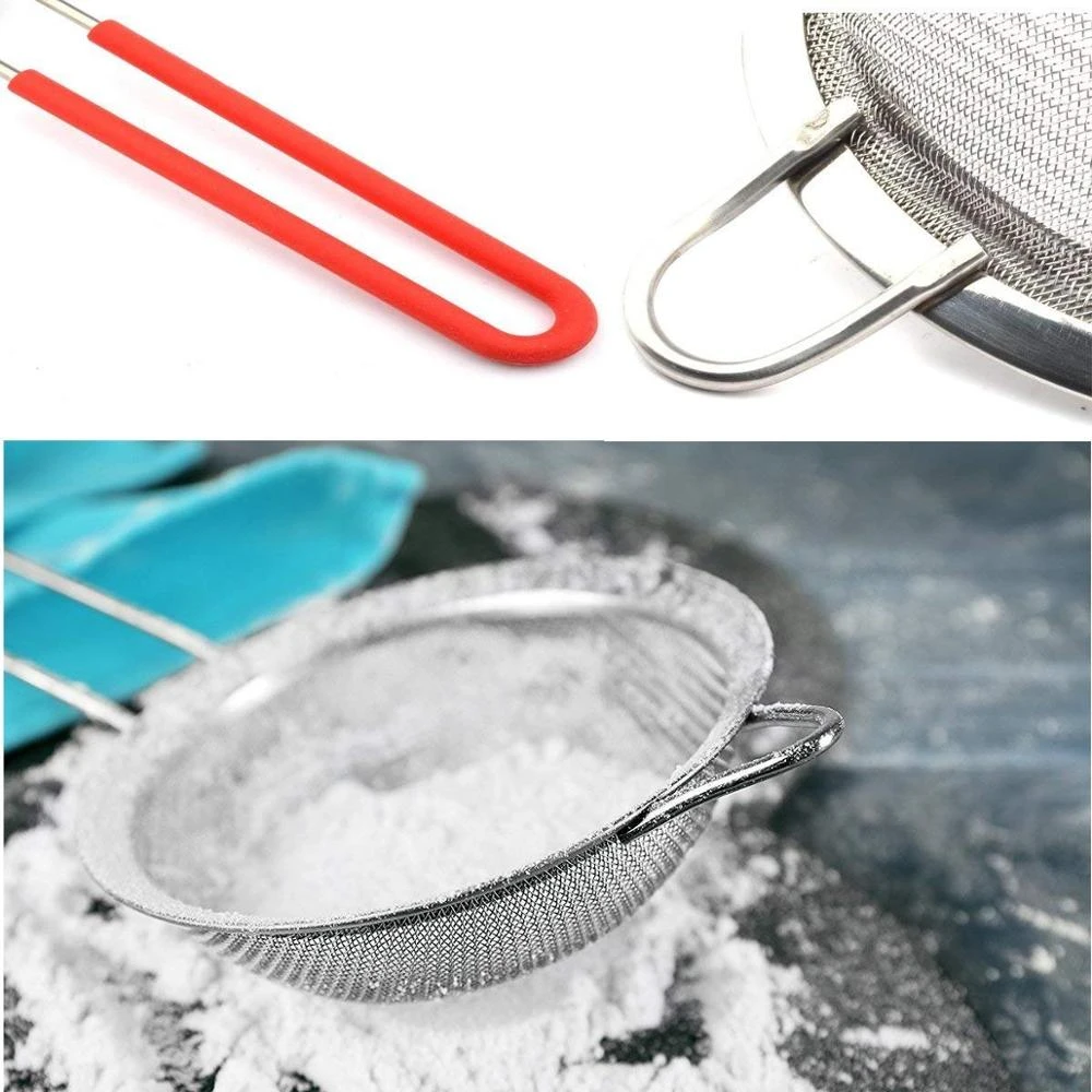 Stainless Steel Fine Mesh Strainer Colander with Silicone Handle