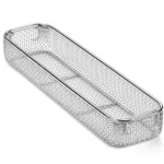 Stainless Steel Mesh Tray with Drop Handles 440 mm x 110 mm x 65 mm for Surgical Instruments like Forceps machined Metal