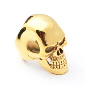 Statement Jewelry Men&#39;s Ring Wholesale Gold Plated Titanium Steel Rings For Men Skull Ring