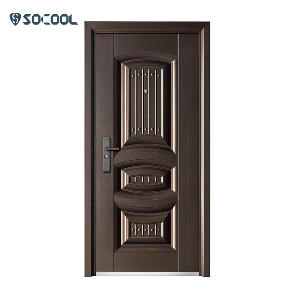 Steel main house steel doors exterior, entrance imitate bronze front security modern steel doors