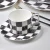 Import Stock products ceramic bone china tea cup black and white grid coffee mug cups and saucer from China