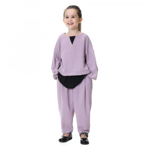 Super seller traditional islamic children clothing fashion Malaysian girl two piece islamic clothing